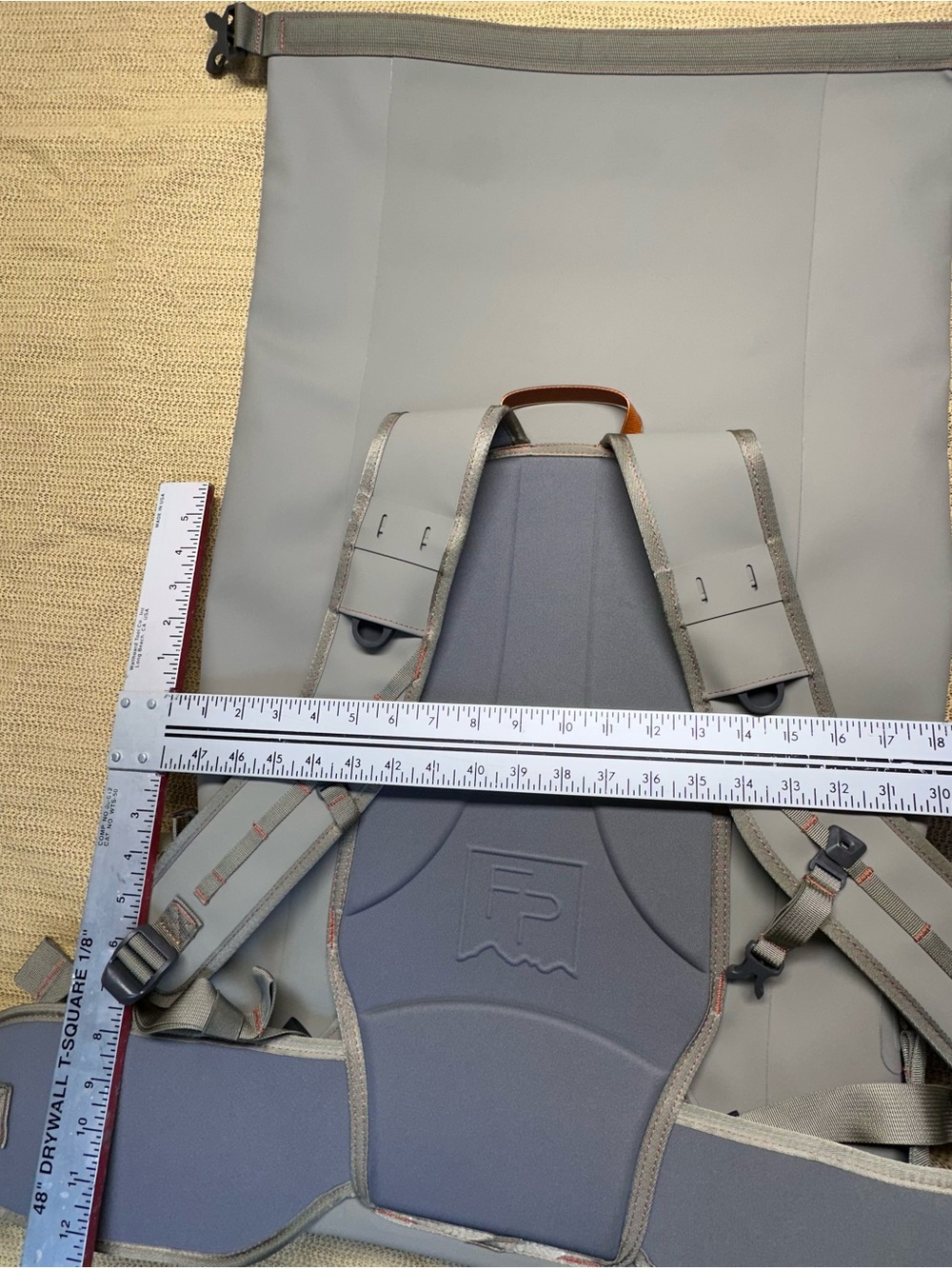 Fishpond Light Gray Roll-Top Backpack with Tan Strap Accents - Picture 8 of 9